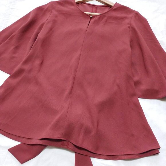Fenne Flare Sleeve Blouse Burgundy - Picture 2 of 5